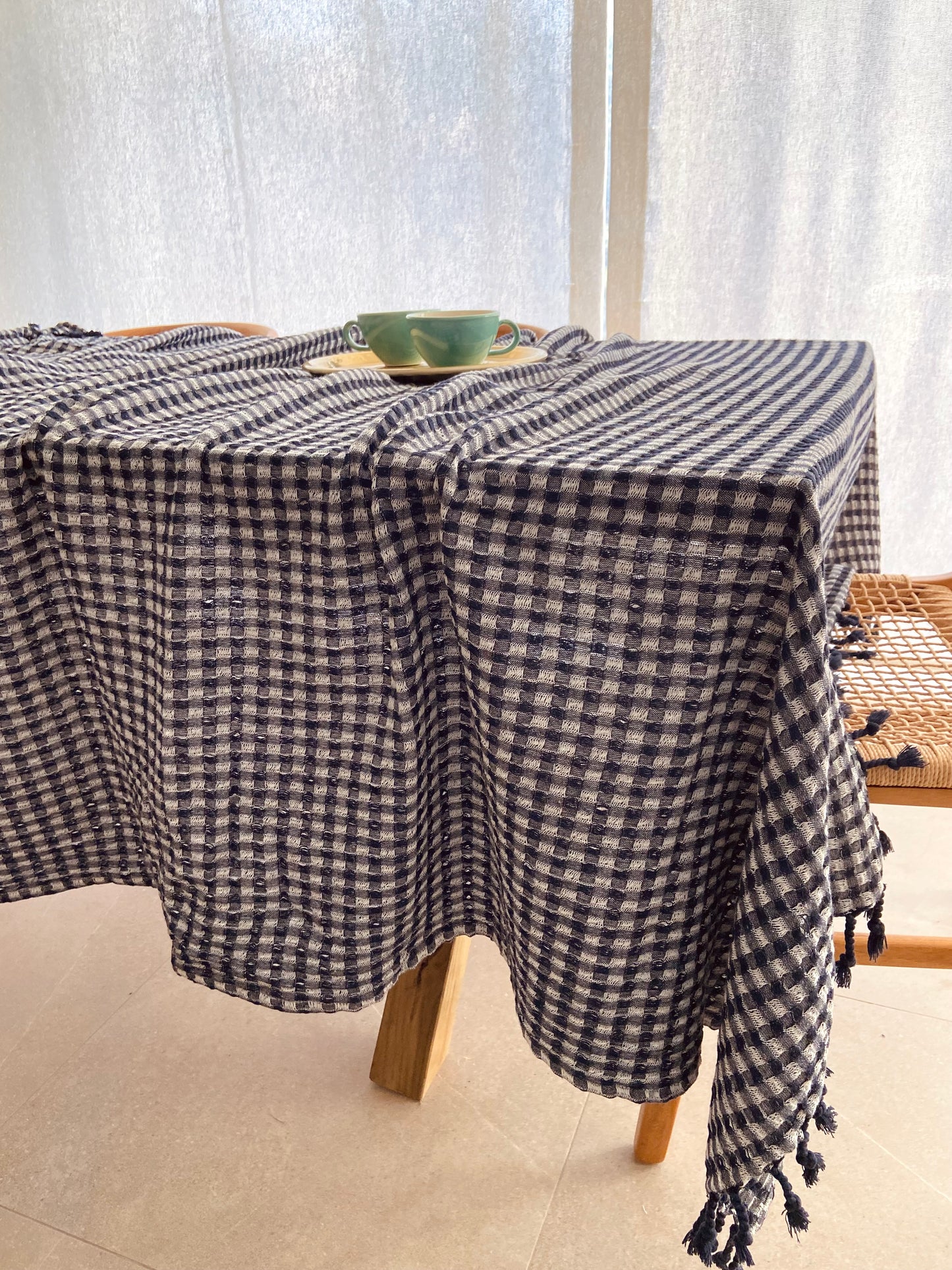 BLUE CHECKED TABLECLOTH 160x200CM