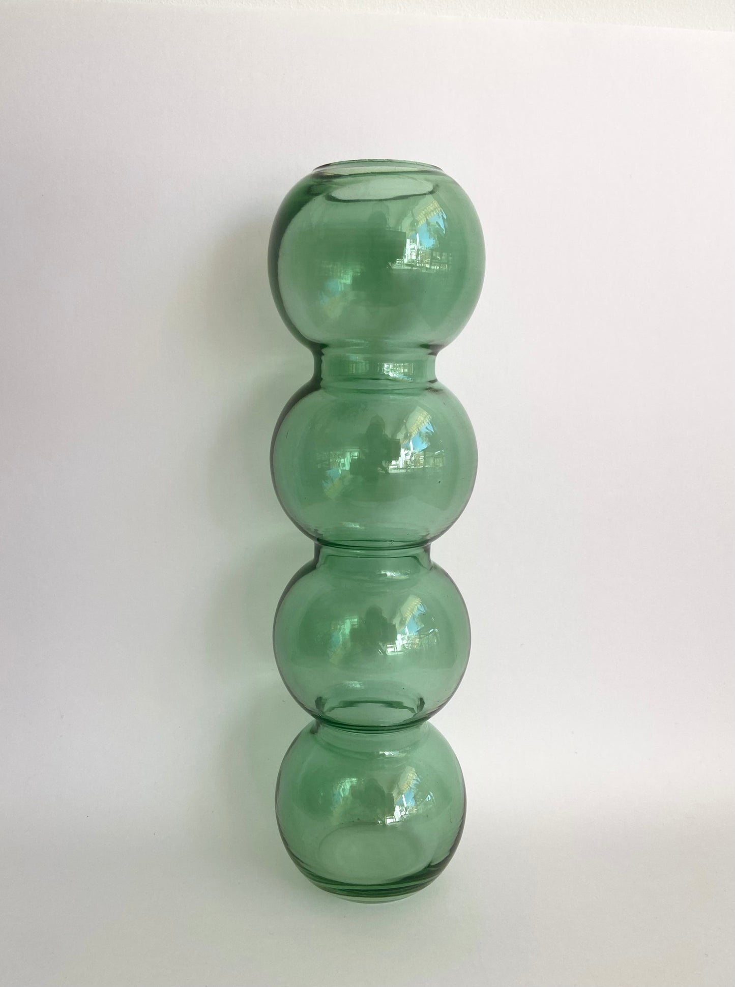 GREEN GLASS BALL VASE