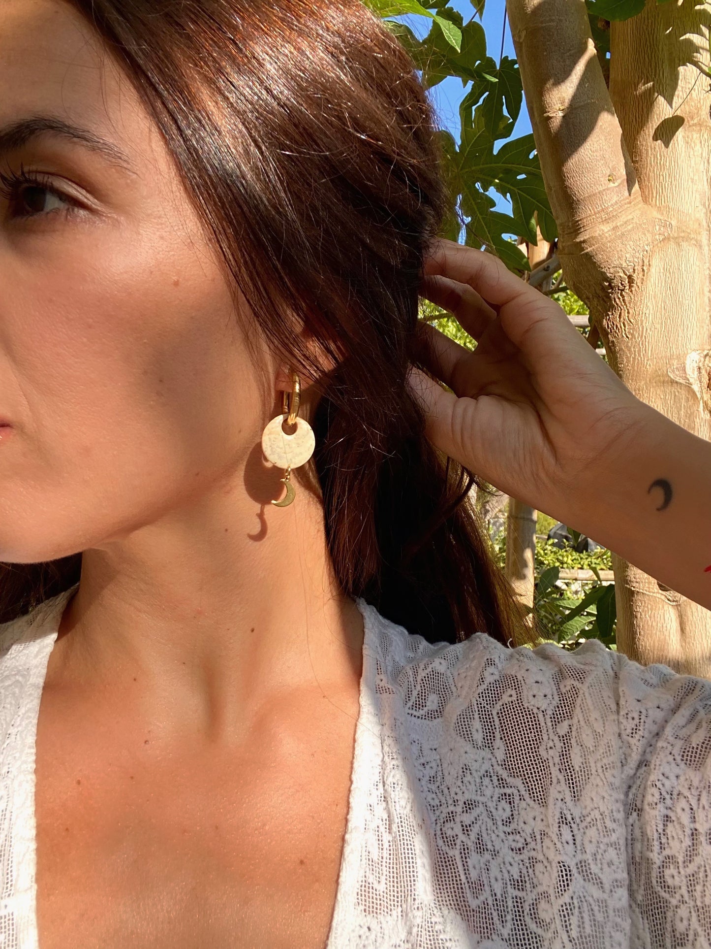 Pendientes luna colgante