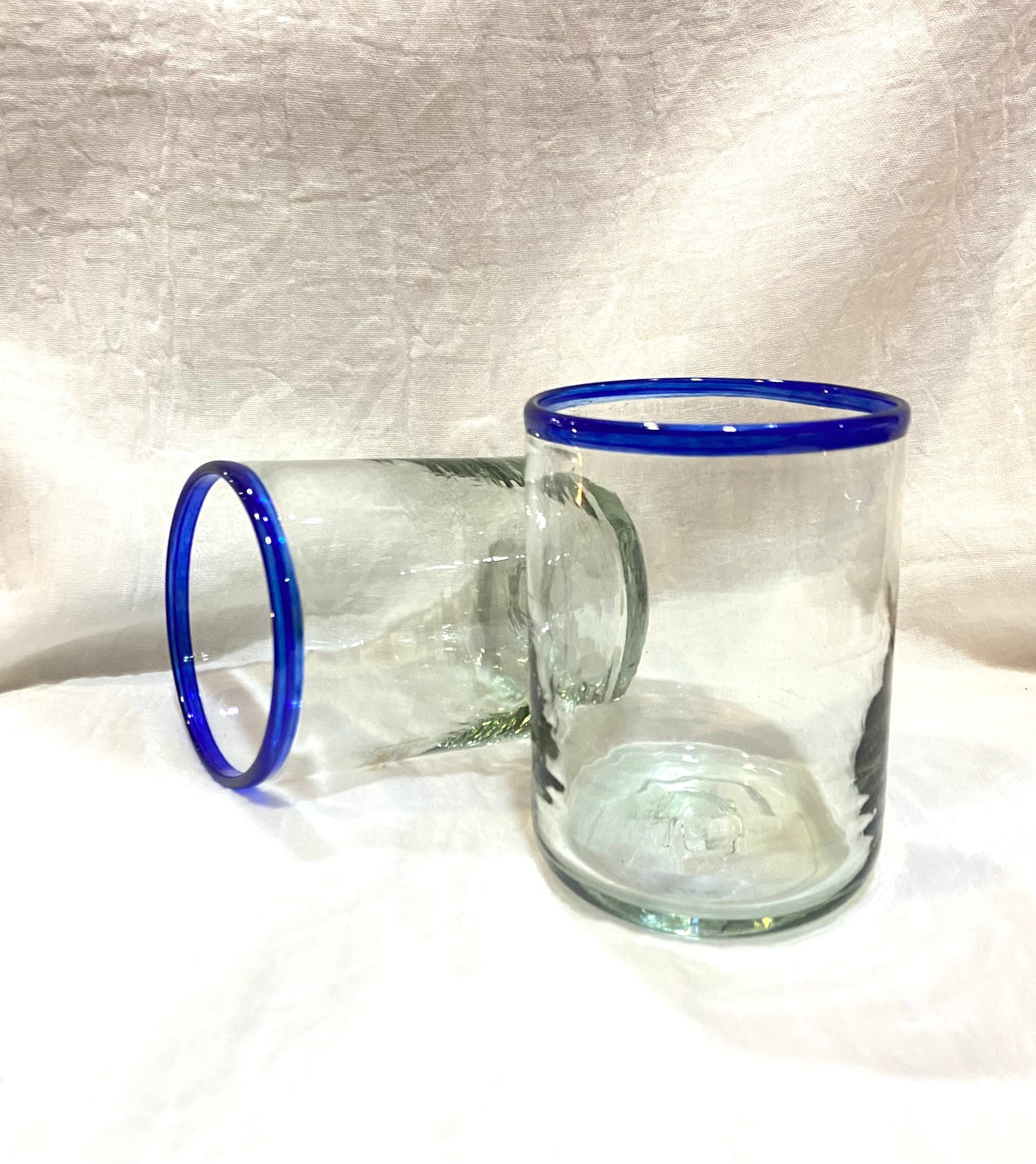 VASO VIDRIO LINEA AZUL